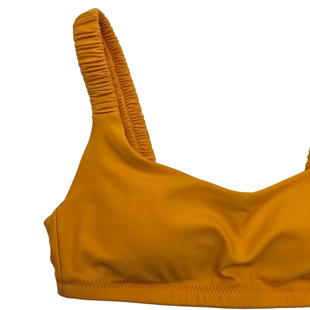 J. Crew Womans size XXS Scrunchie Strap Square Neck Bikini Top Orange/Yellow NEW - Picture 2 of 7